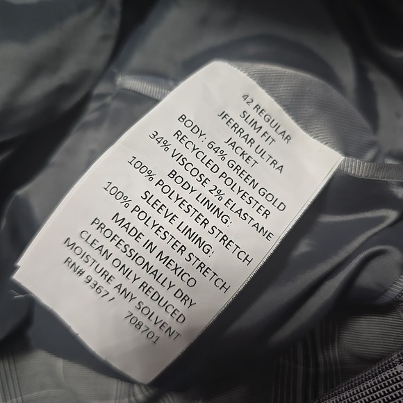 J Ferrar Gray Black Slim Fit Blazer Size 42R And Slim Fit Pants Size 34 NWT - Picture 7 of 13